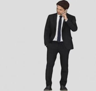 打电话的西装男人SU模型下载_sketchup草图大师SKP模型