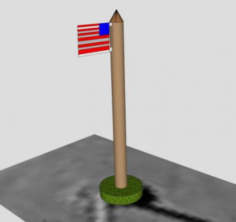 陈设摆件旗杆SU模型下载_sketchup草图大师SKP模型