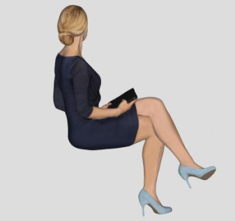 白领交叉腿女职员SU模型下载_sketchup草图大师SKP模型
