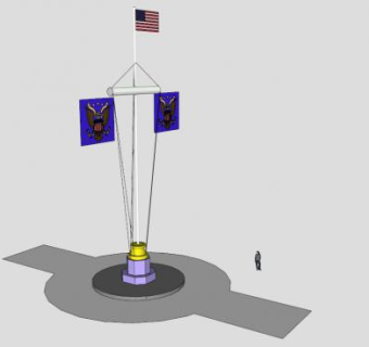五角大楼旗杆SU模型下载_sketchup草图大师SKP模型