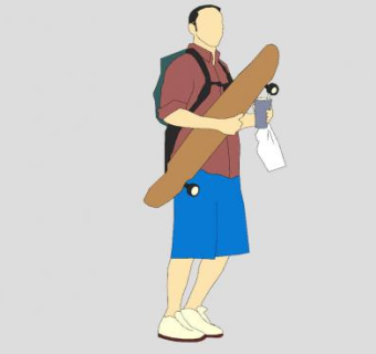 背包滑板男人人物SU模型下载_sketchup草图大师SKP模型