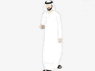 阿拉伯身穿长袍男士SU模型下载_sketchup草图大师SKP模型