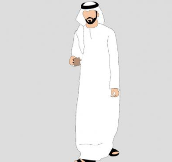 阿拉伯身穿长袍男士SU模型下载_sketchup草图大师SKP模型