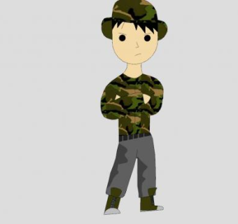 迷彩装的青年SU模型下载_sketchup草图大师SKP模型