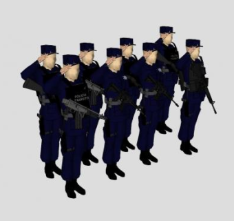双排敬礼的交通人员SU模型下载_sketchup草图大师SKP模型