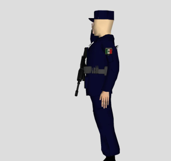 敬礼的治安警卫SU模型下载_sketchup草图大师SKP模型