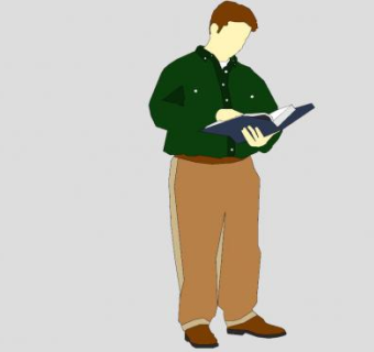 看书的男人SU模型下载_sketchup草图大师SKP模型