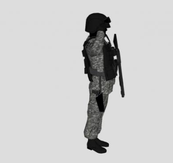 穿防爆军装的警卫SU模型下载_sketchup草图大师SKP模型