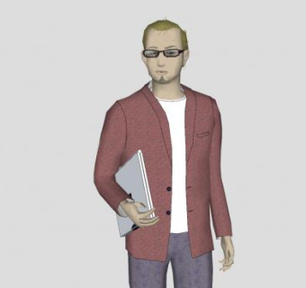 拿文件夹的男性职工SU模型下载_sketchup草图大师SKP模型