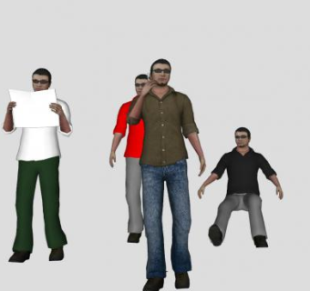 多姿态男人人物SU模型下载_sketchup草图大师SKP模型