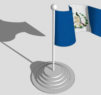 危地马拉旗杆SU模型下载_sketchup草图大师SKP模型