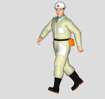 男性场地工人SU模型下载_sketchup草图大师SKP模型