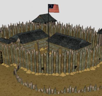 栅栏旗杆SU模型下载_sketchup草图大师SKP模型