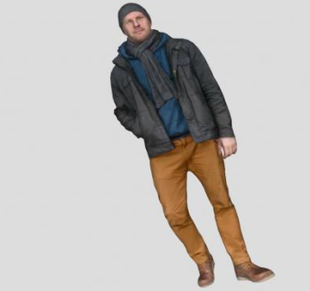 着秋装的男人SU模型下载_sketchup草图大师SKP模型