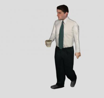 端水的男性职工SU模型下载_sketchup草图大师SKP模型