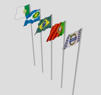 标志摆件旗杆SU模型下载_sketchup草图大师SKP模型