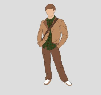 2D欧美青年SU模型下载_sketchup草图大师SKP模型