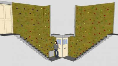 墙饰楼梯爬墙SU模型下载_sketchup草图大师SKP模型