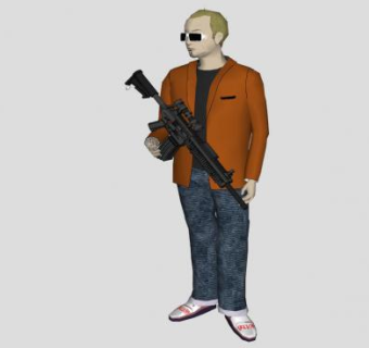 黑手党男人SU模型下载_sketchup草图大师SKP模型