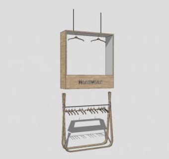 实木服饰衣架SU模型下载_sketchup草图大师SKP模型