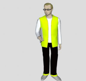 拿报告的男士SU模型下载_sketchup草图大师SKP模型