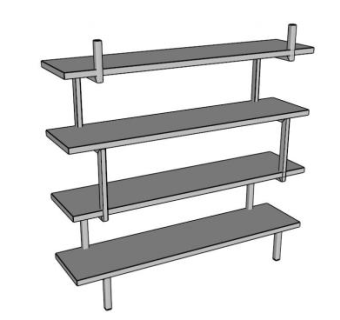 不锈钢丝板书架SU模型下载_sketchup草图大师SKP模型