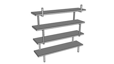 不锈钢丝板书架SU模型下载_sketchup草图大师SKP模型