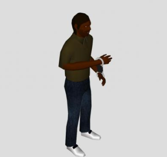 戴手铐的黑种男人SU模型下载_sketchup草图大师SKP模型