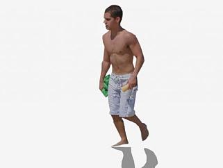 沙滩散步的男人SU模型下载_sketchup草图大师SKP模型
