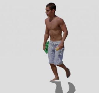 沙滩散步的男人SU模型下载_sketchup草图大师SKP模型