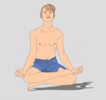 2D禅坐外国男人SU模型下载_sketchup草图大师SKP模型