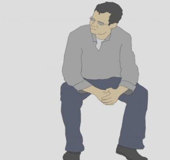普通男人坐姿SU模型下载_sketchup草图大师SKP模型