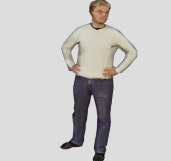 金发眼镜男SU模型下载_sketchup草图大师SKP模型