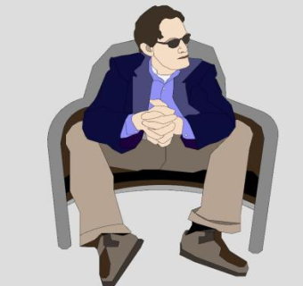 坐着的墨镜男人SU模型下载_sketchup草图大师SKP模型
