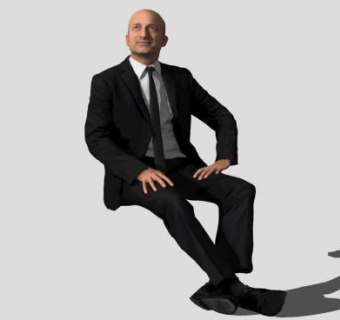 坐着的西装男人SU模型下载_sketchup草图大师SKP模型