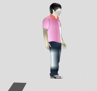 粉色上衣男人SU模型下载_sketchup草图大师SKP模型