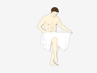 洗澡的男人SU模型下载_sketchup草图大师SKP模型