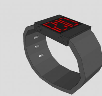 数码数字腕表SU模型下载_sketchup草图大师SKP模型
