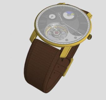黄色金属手表SU模型下载_sketchup草图大师SKP模型