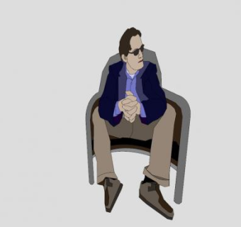 眼镜男坐姿SU模型下载_sketchup草图大师SKP模型