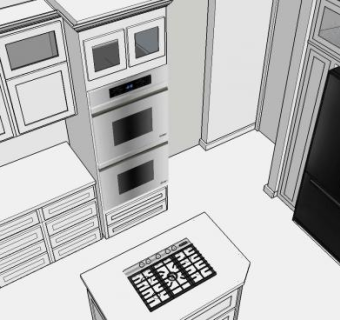 现代厨房装修SU模型下载_sketchup草图大师SKP模型