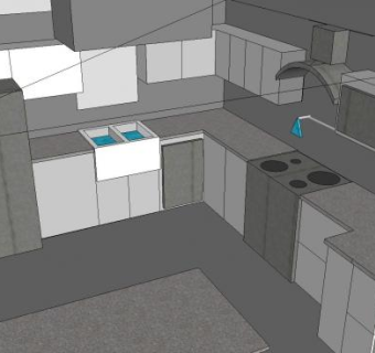 餐厅厨房装修SU模型下载_sketchup草图大师SKP模型