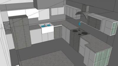 餐厅厨房装修SU模型下载_sketchup草图大师SKP模型