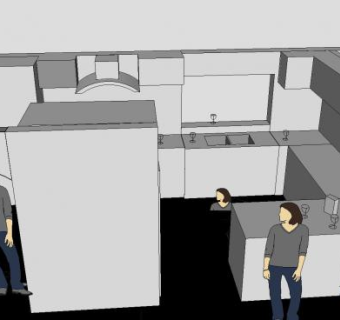 厨房楼面布局装修SU模型下载_sketchup草图大师SKP模型