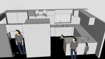 厨房楼面布局装修SU模型下载_sketchup草图大师SKP模型