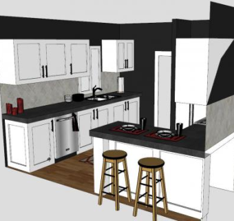 家装厨房室内装修SU模型下载_sketchup草图大师SKP模型