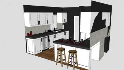 家装厨房室内装修SU模型下载_sketchup草图大师SKP模型