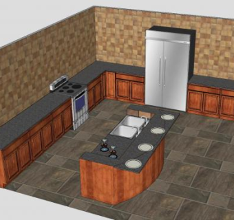 现代升级家装厨房SU模型下载_sketchup草图大师SKP模型