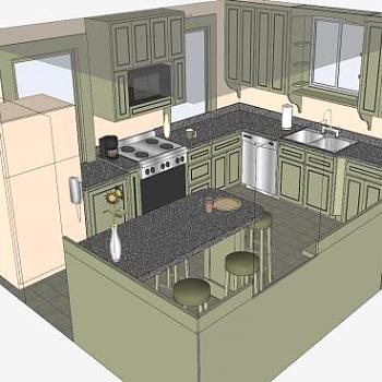 厨房改造SU模型下载_sketchup草图大师SKP模型