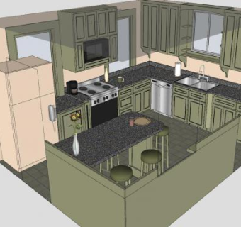 厨房改造SU模型下载_sketchup草图大师SKP模型